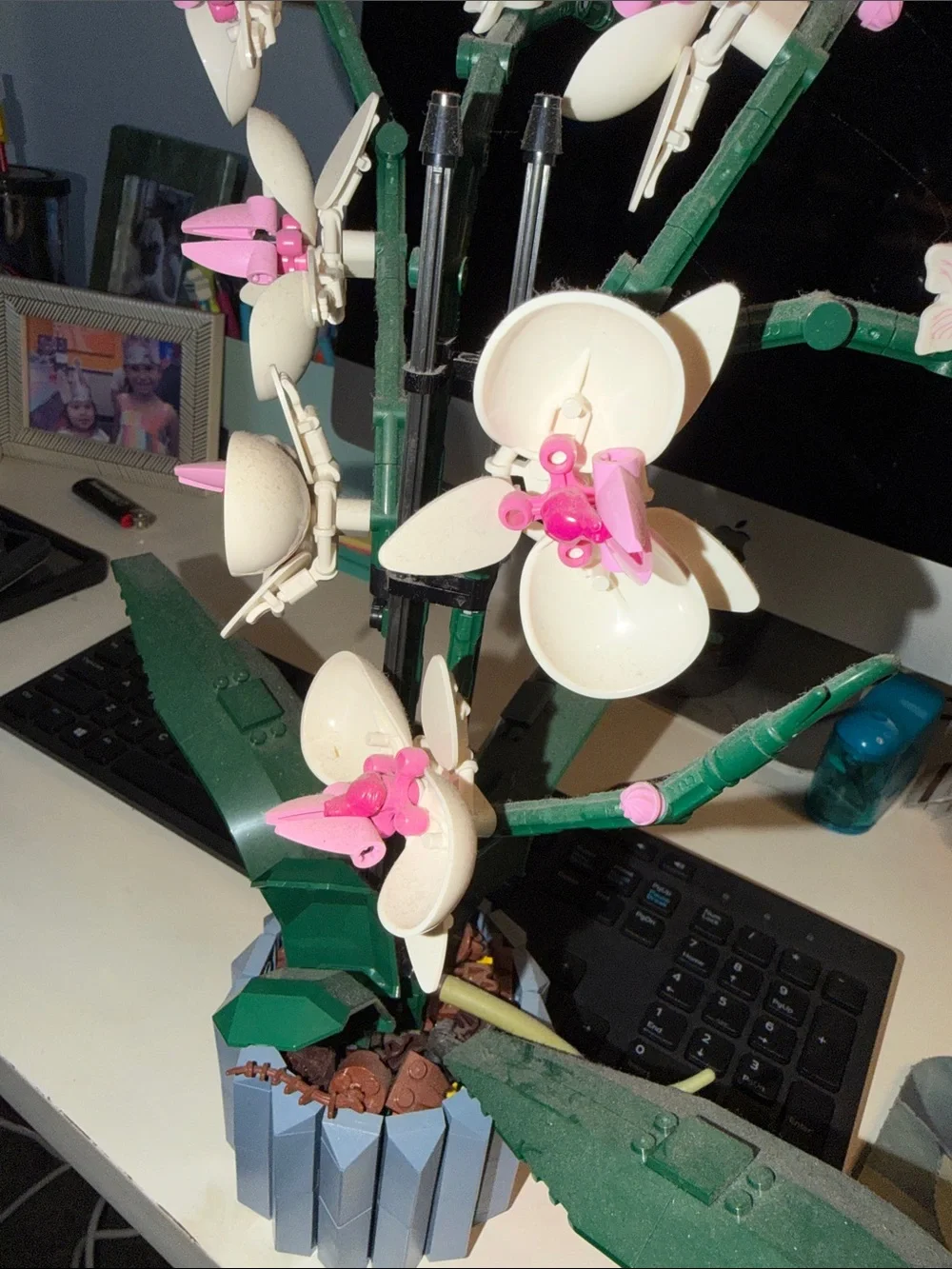 Lego Artificial Orchid Desk Plant - White & Pink